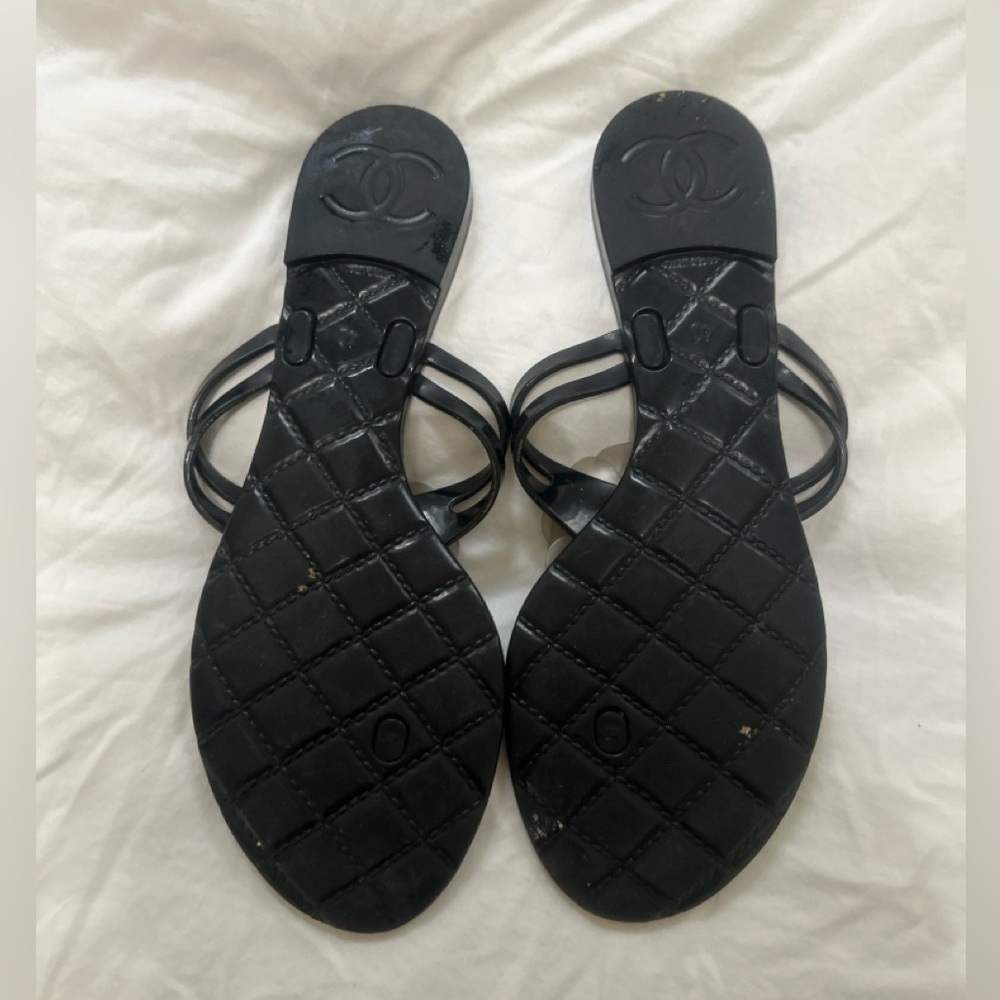 Chanel Camellia Flower Rubber Sandals 100% Authentic Size 40 - Picture 4 of 6